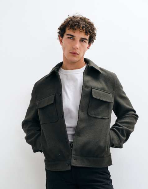 Mango shacket in forest green - view 1