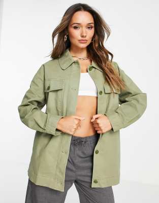 khaki green shacket