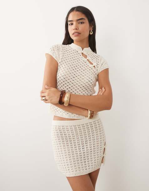 Mango – Shanghai – Strickoberteil in Beige, Kombiteil - view 1
