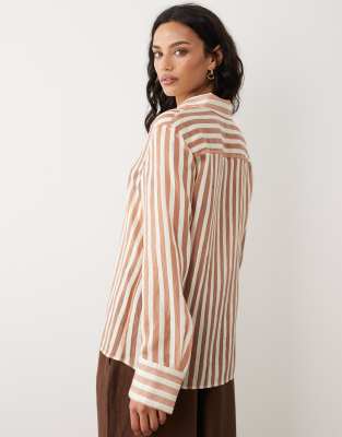 Mango Sheer Oversized Shirt In Brown