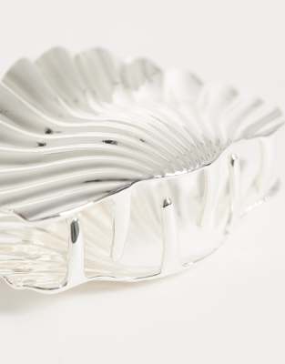 Mango Shell Clutch Bag In Silver