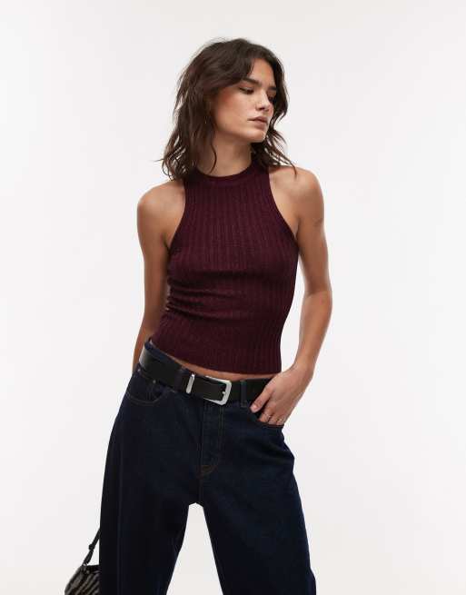 MANGDIUP Women's Mock Turtle Neck Top - Sleeveless Burgundy, Slim Fit, Lightweight Rayon Spandex Blouse (Size Small) - View #8