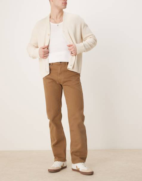 Mango – Shinne – Gerade geschnittene Jeans in Hellbraun mit Vintage-Waschung - view 1