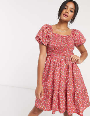 mango red floral dress