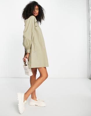 mango khaki shirt dress