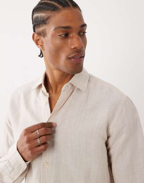 Mango shirt in beige stripe - view 1