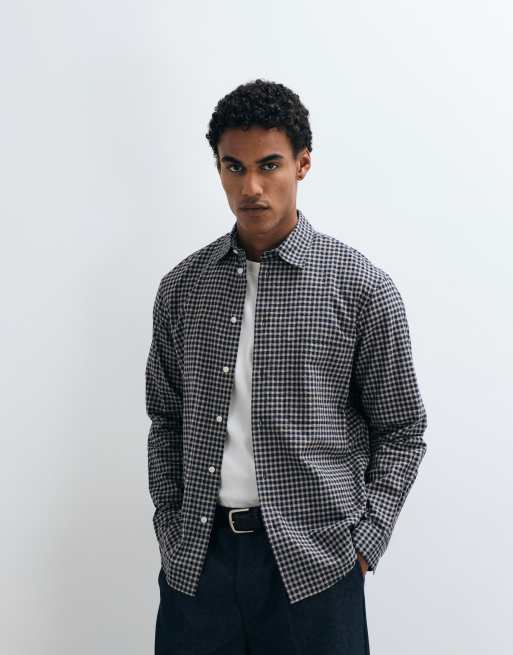 Mango shirt in blue check print, 2 of 5
