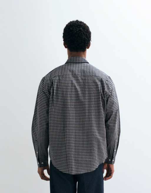Mango shirt in blue check print, 3 of 5