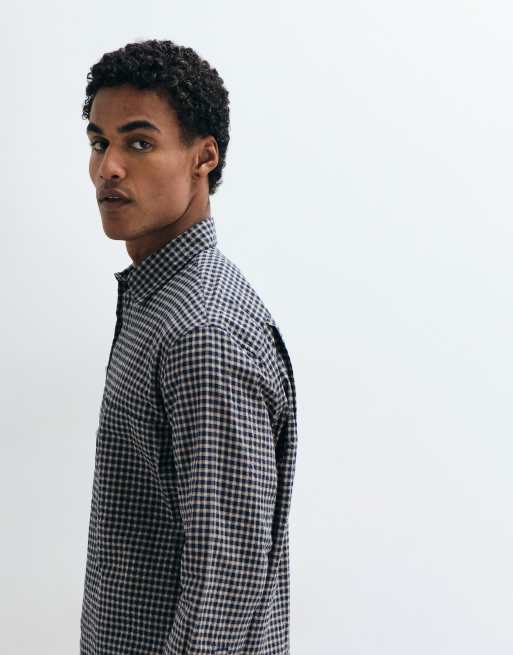 Mango shirt in blue check print, 4 of 5