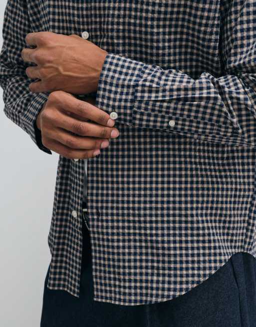 Mango shirt in blue check print, 5 of 5