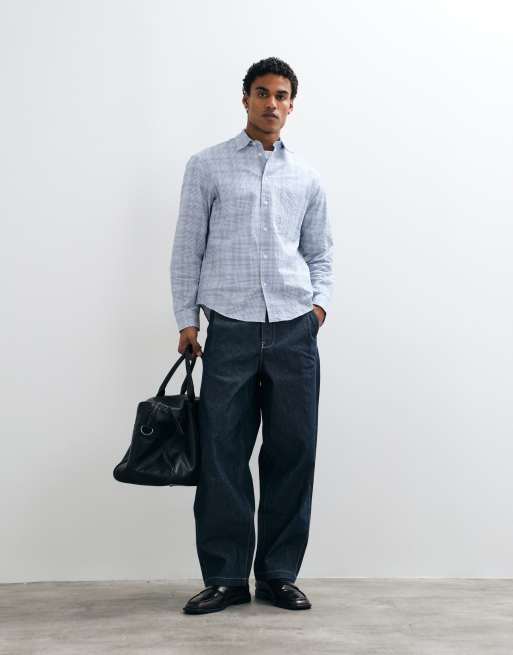 Mango shirt in navy check print, 2 of 5