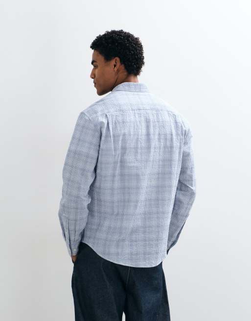 Mango shirt in navy check print, 4 of 5