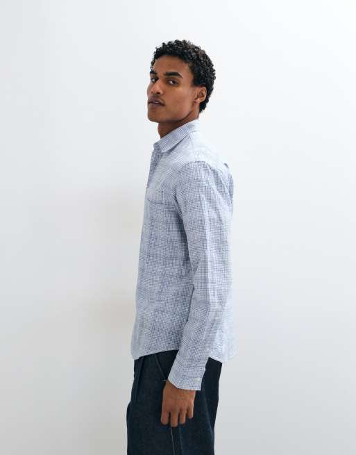 Mango shirt in navy check print, 5 of 5