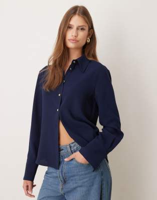 Mango Shirt With Gold-tone Buttons In Blue
