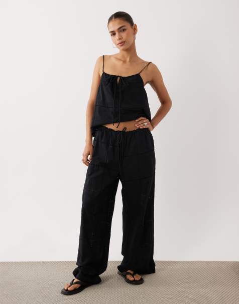 Mango – Shola – Bestickte Hose in Schwarz, Kombiteil - view 1