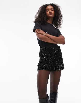 Mango - Short à sequins - Noir