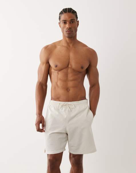 Mango - Short de bain à rayures en crépon - Beige - view 1