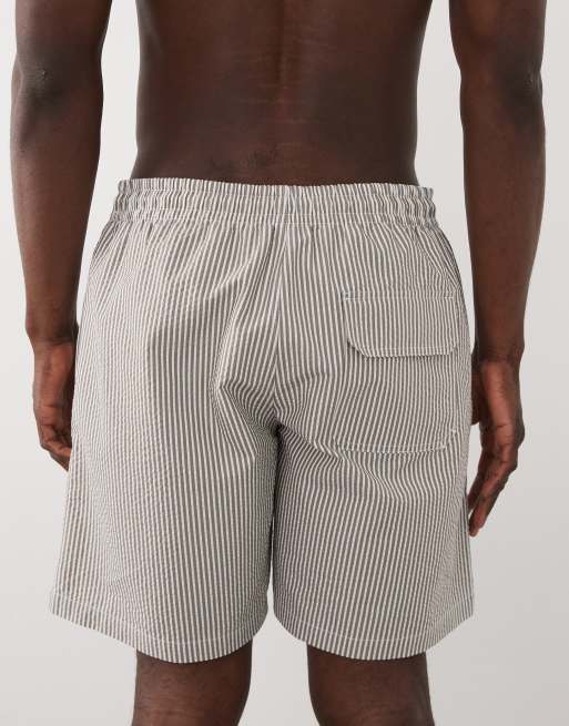 Mango - Short de bain rayé en crépon - Kaki, 5 de 5