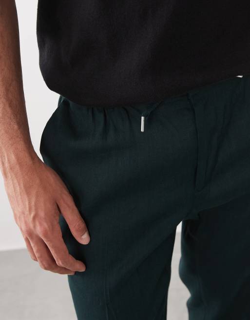 Mango - Short décontracté en lin mélangé - Vert foncé, 3 de 5