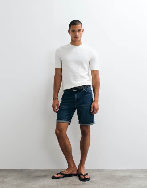 Mango - Short en jean avec ourlet roulé - Bleu moyen - view 1