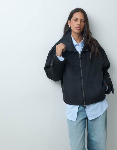 Mango short jacket in black - view 1