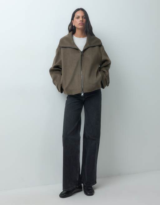Mango short jacket in brown, 2 of 4