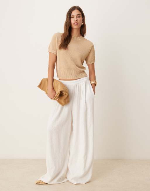 Mango short sleeve knitted top in beige, 2 of 4