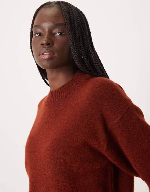 Mango short sleeve knitted top in burgundy, 2 of 4