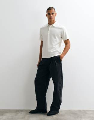 Mango Short Sleeve Polo Top In White