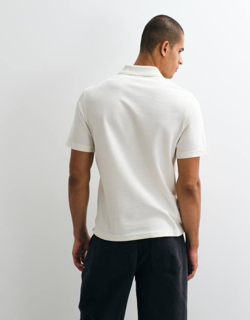 Mango short sleeve polo top in white, 5 of 5