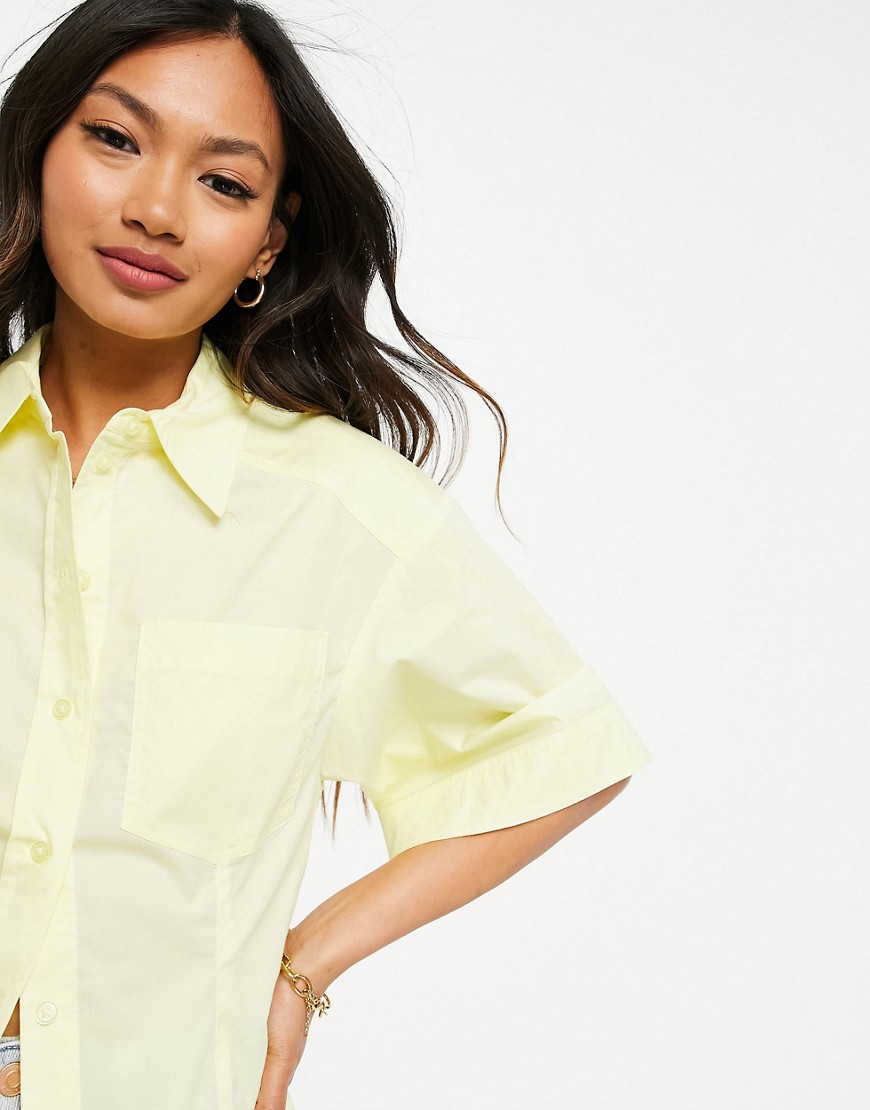 Mango short sleeve poplin shirt co-ord in yellow