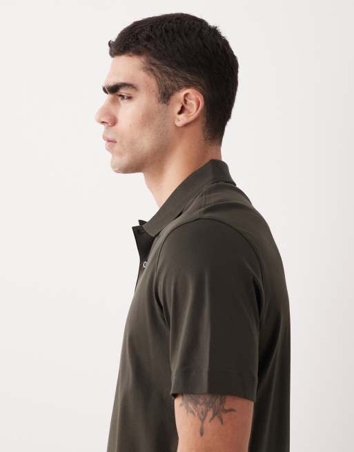 Mango short sleeve revere collar polo top in chocolate brown, 5 of 5