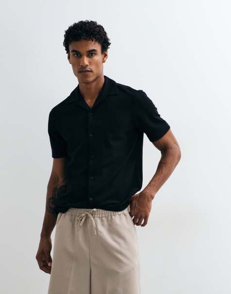 Mango short sleeve shirt in black - view 1
