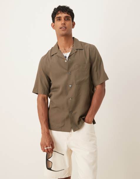 Mango short sleeve shirt in brown - view 1