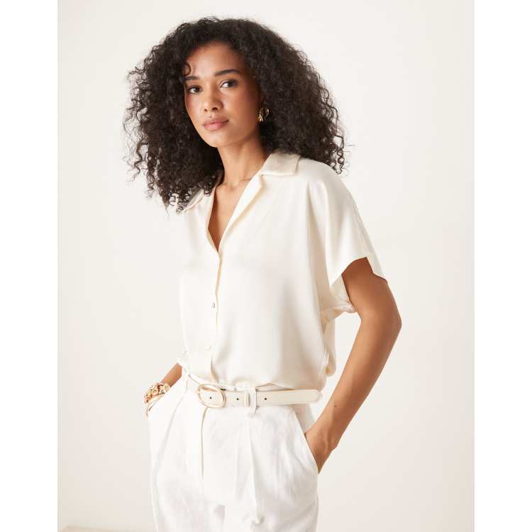【CAYL】 dambi short sleeve / cream Mango short sleeve shirt in cream | ASOS