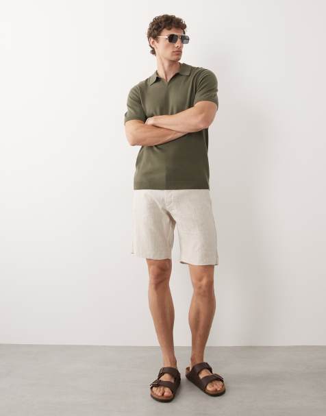 Mango - Short slim en pur lin - Beige - view 1