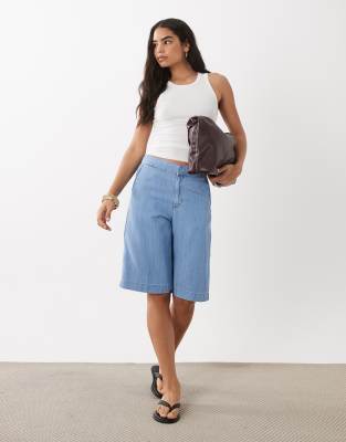 Short taille basse en jean - Bleu 38
