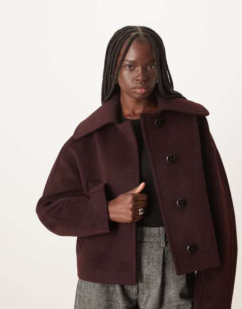 Mango short tailored jacket in burgundy