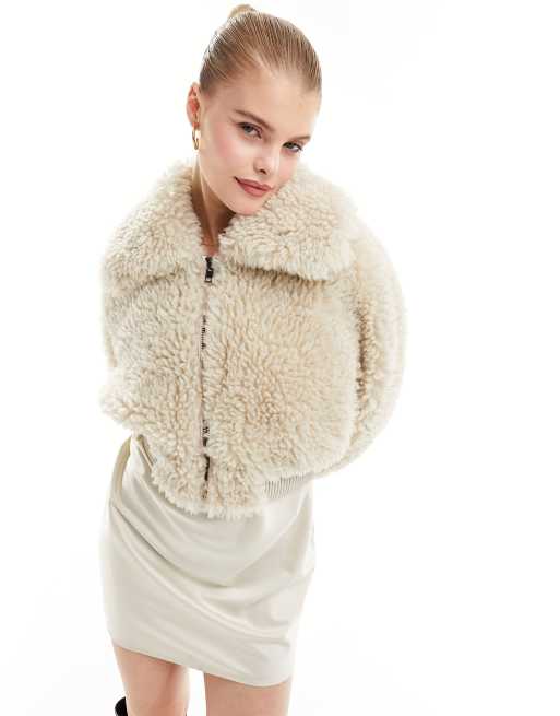 Mango teddy coat clearance white