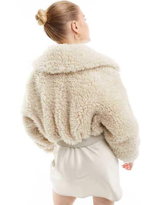 Mango cream teddy coat best sale