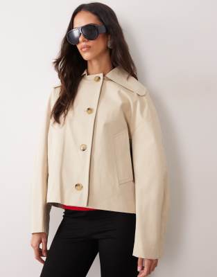 Mango Short Trench Coat In Neutral