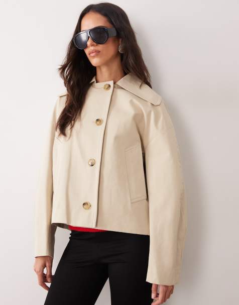 Mango short trench coat in beige - view 1