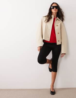 Mango Short Trench Coat In Neutral
