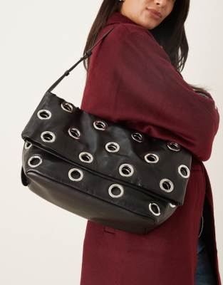 Mango Shoulder Bag With Grommet Detailing In Brown