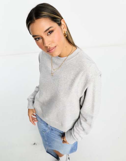 Mango shoulder detail crewneck sweatshirt in gray | ASOS