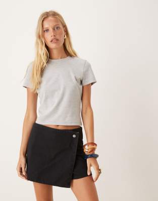 Mango Side Button Tailored Skort In Black