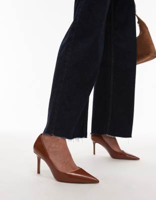 Shop Mango Side Cut Heels In Brown