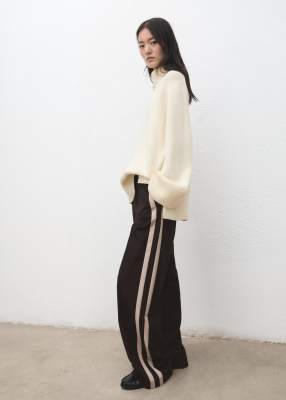 Mango Side Stripe Tailored Pants In Brown