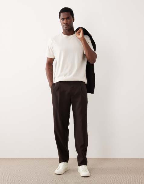 Mango - Siena - Pantalon de costume habillé en laine de qualité supérieure - Marron profond - view 1