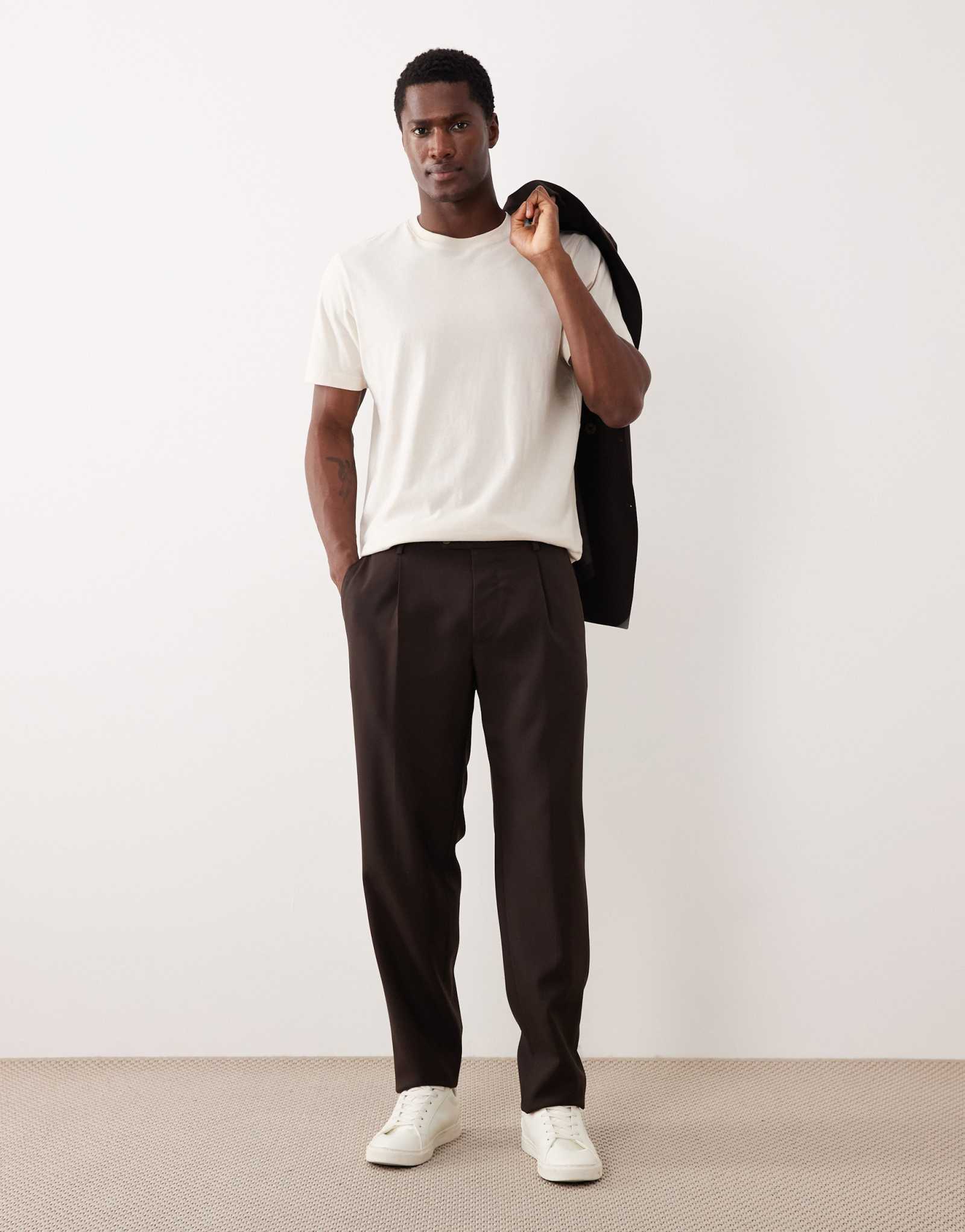 Брюки от костюма Mango siena премиум-класса из 100% шерсти насыщенного коричневого цвета, сшитые на заказ